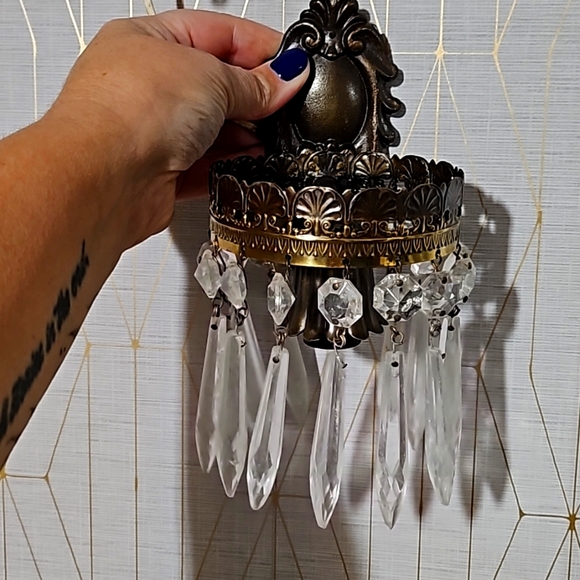 italy Other - Vintage from Italy Pair of luster ware gilt metal wall sconces,